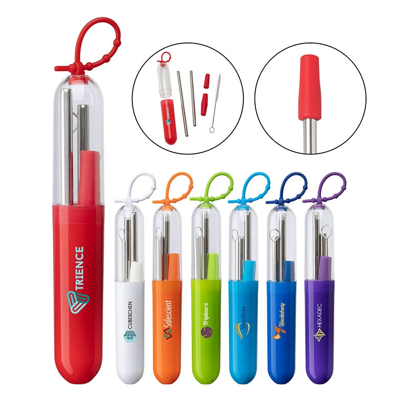 Collapsible Metal Straws in Case