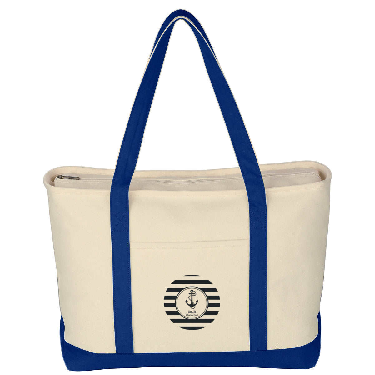 heavy canvas totes royal blue with imprint