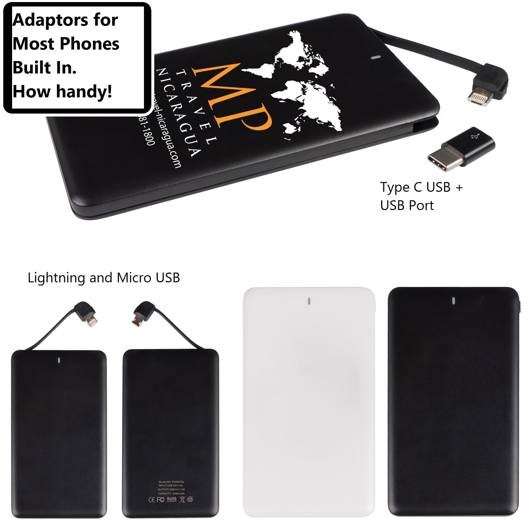 Custom Power Bank with Integrated Cables