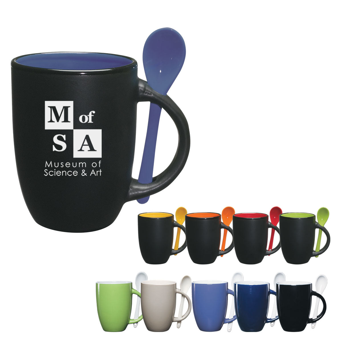 promotional coffee mug with spoon