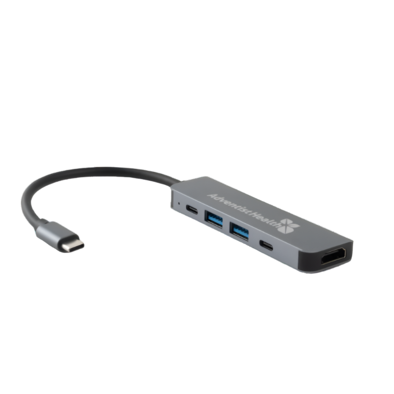 promotional USB hub with multiple ports engraved