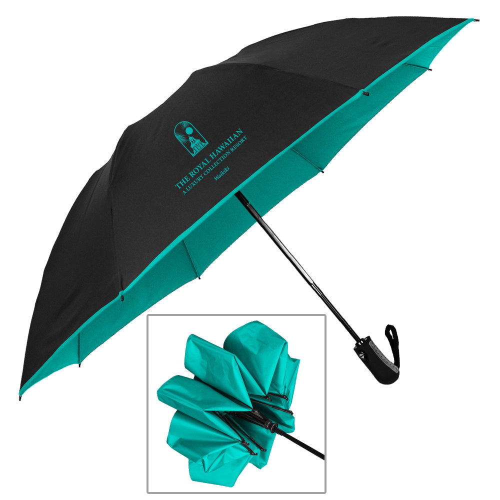 inverted umbrella custom printed teal