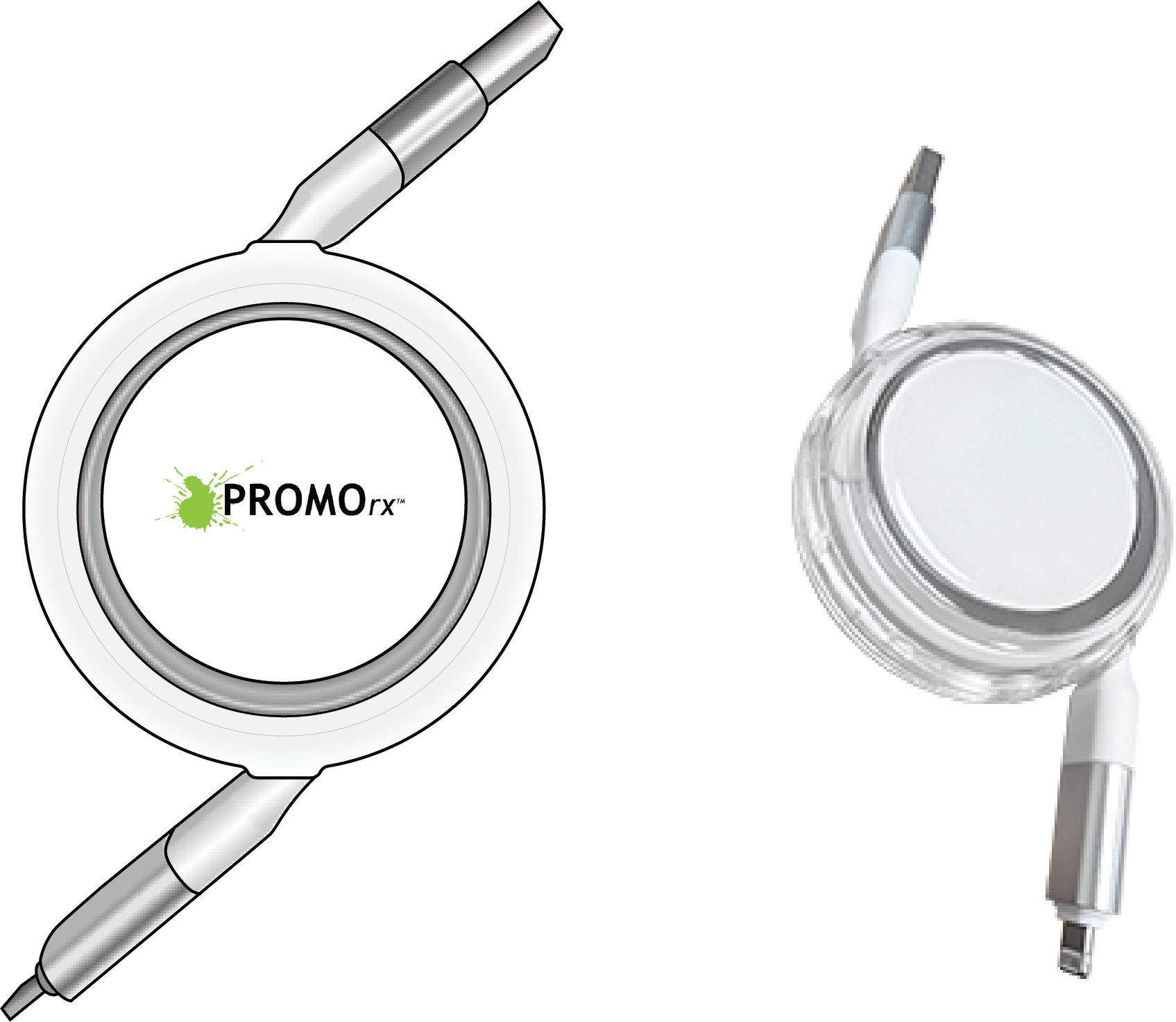 custom printed white retractable cable 