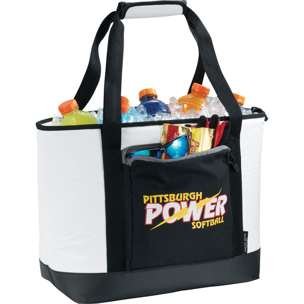 branded cooler tote white