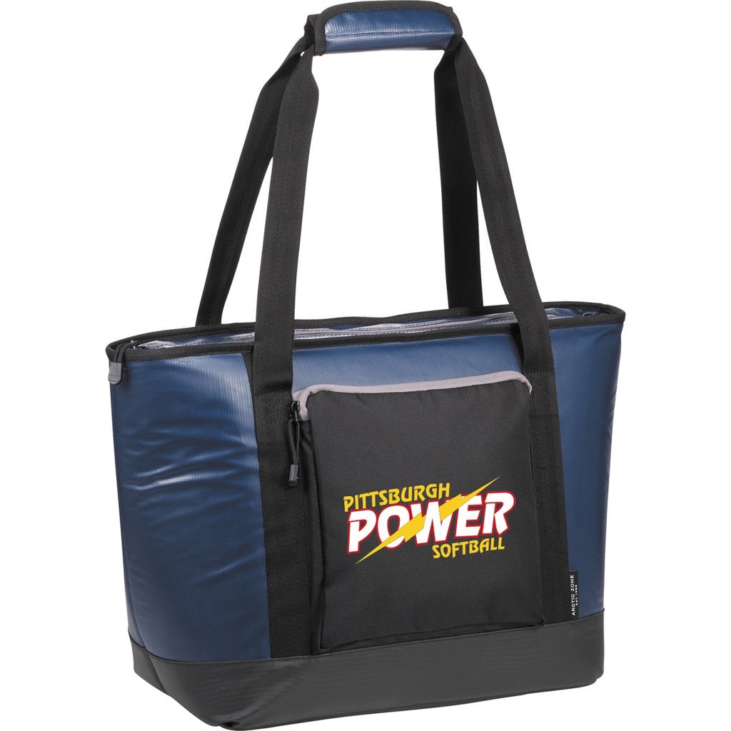 branded cooler tote navy blue
