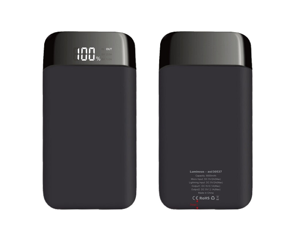 8,000mAh, Dual USB Portable Battery Pack with Digital Display