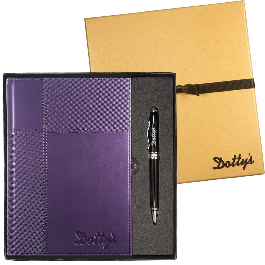 Custom Journal and Stylus Pen Gift Set - purple