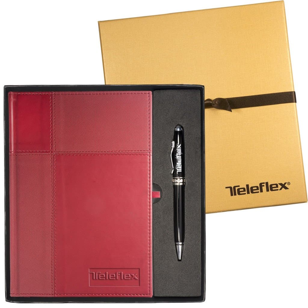 Custom Journal and Stylus Pen Gift Set - red