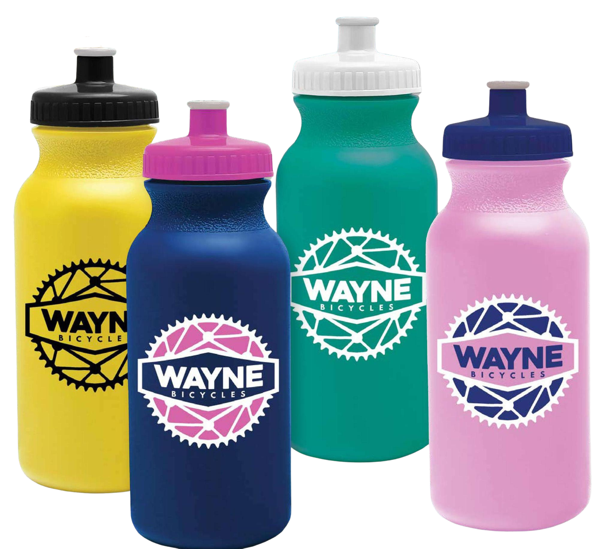 custom bike bottle - yellow blue green pink