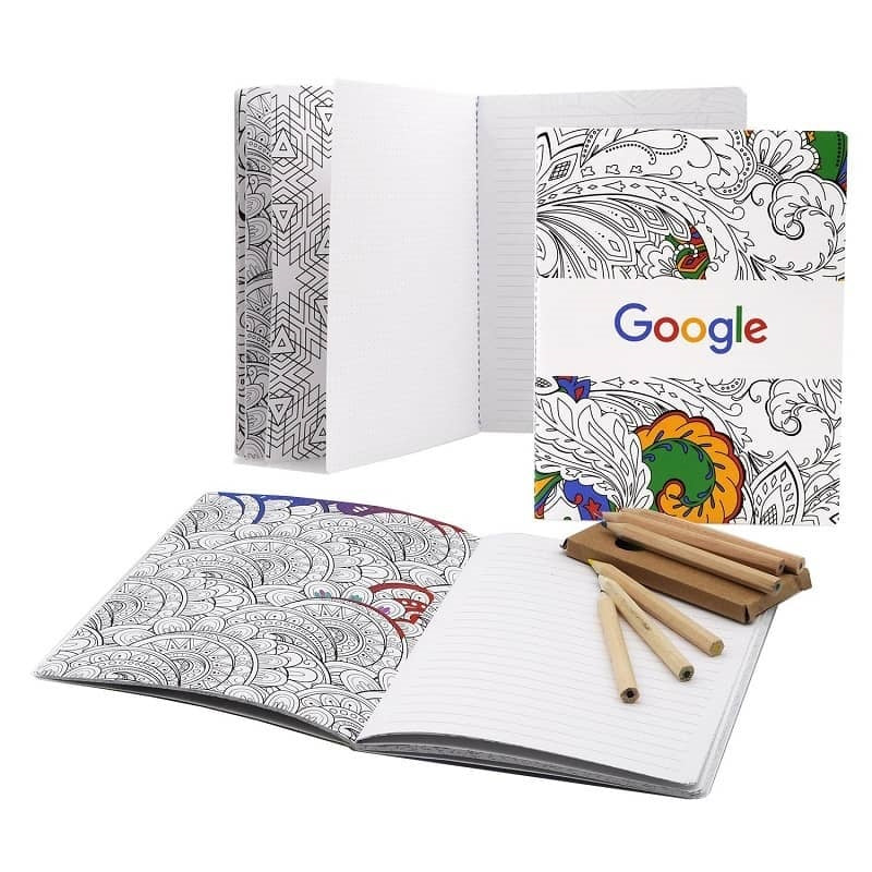 coloring book journal with pencil set