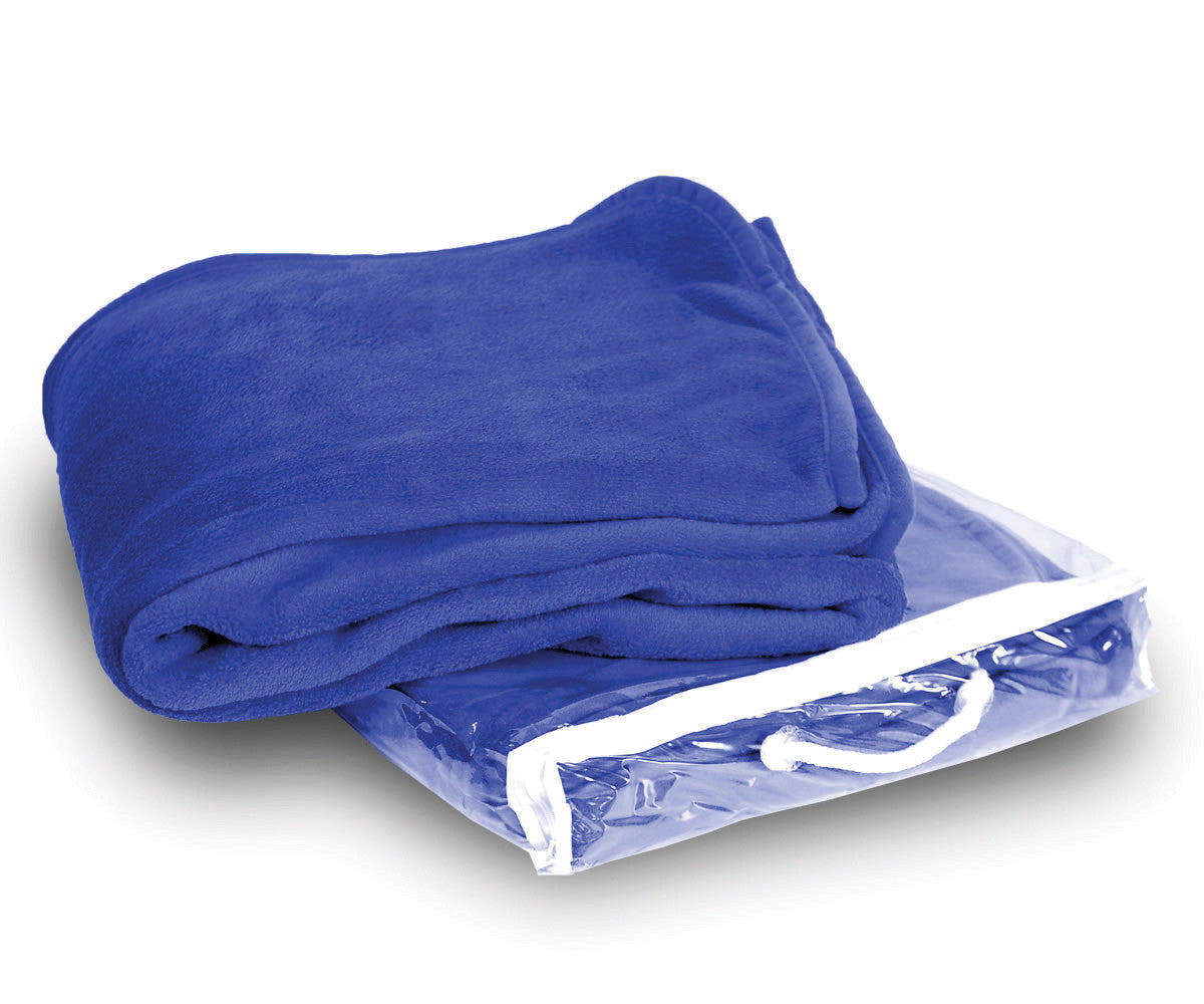 Embroidered Fleece Throw Blanket Royal Blue
