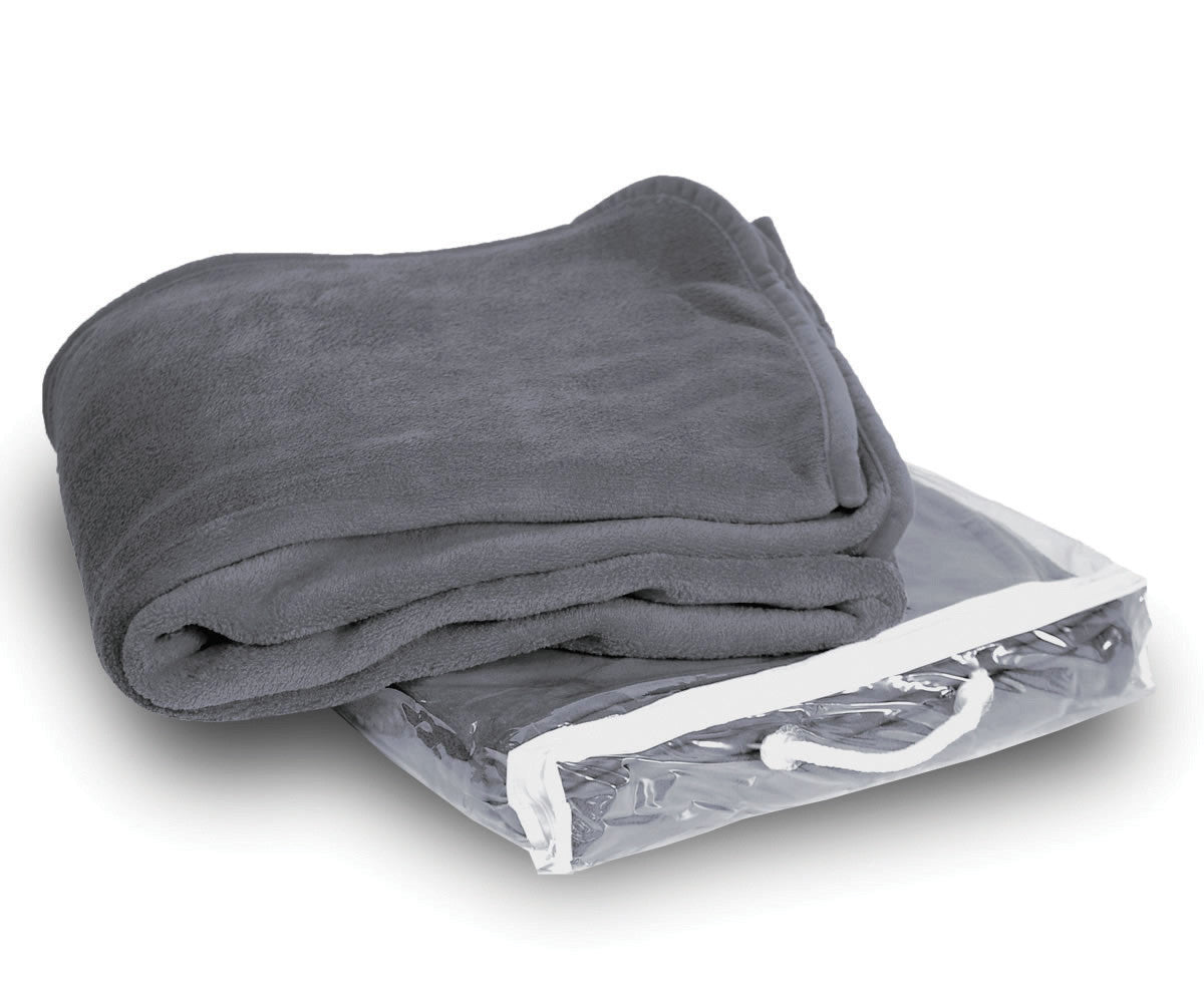 Embroidered Fleece Throw Blanket Gray