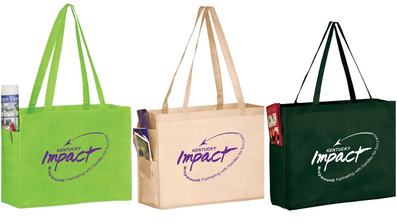 grocery bag with pockets lime tan hunter green