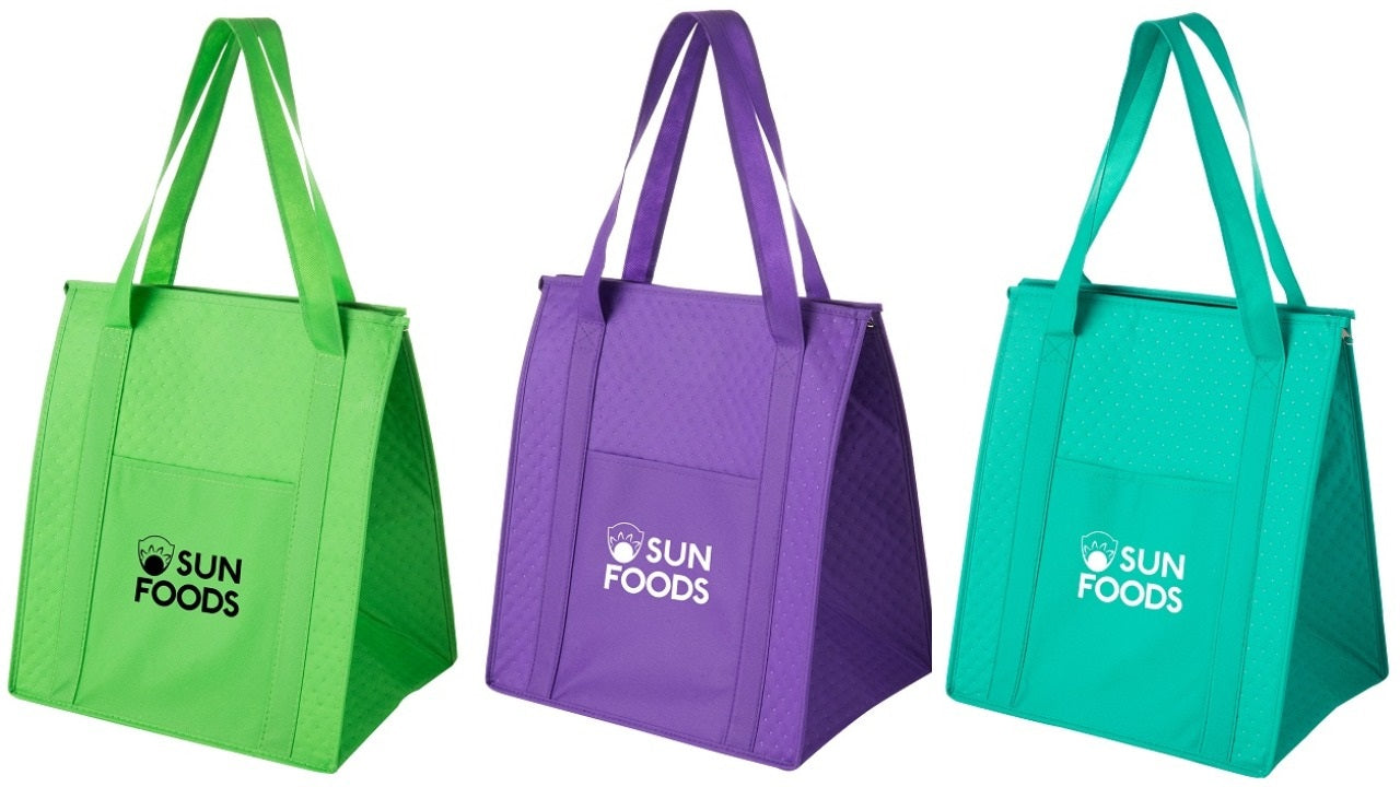grocery bag lime purple teal