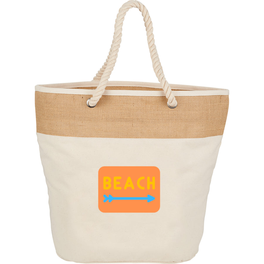customized beach bags with jute trim