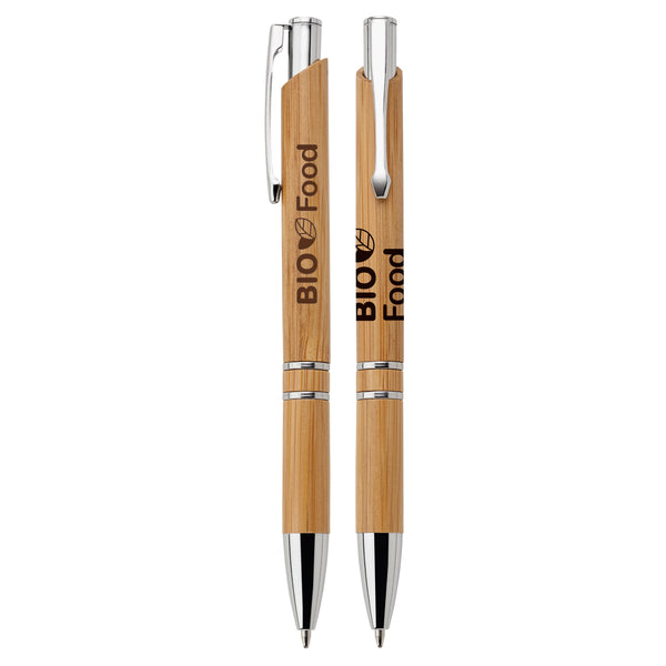 Bamboo Barrel Click Pens