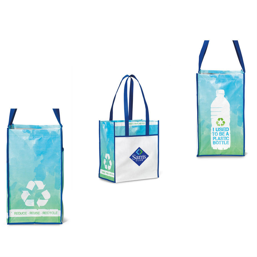 custom recycled bags blue handles