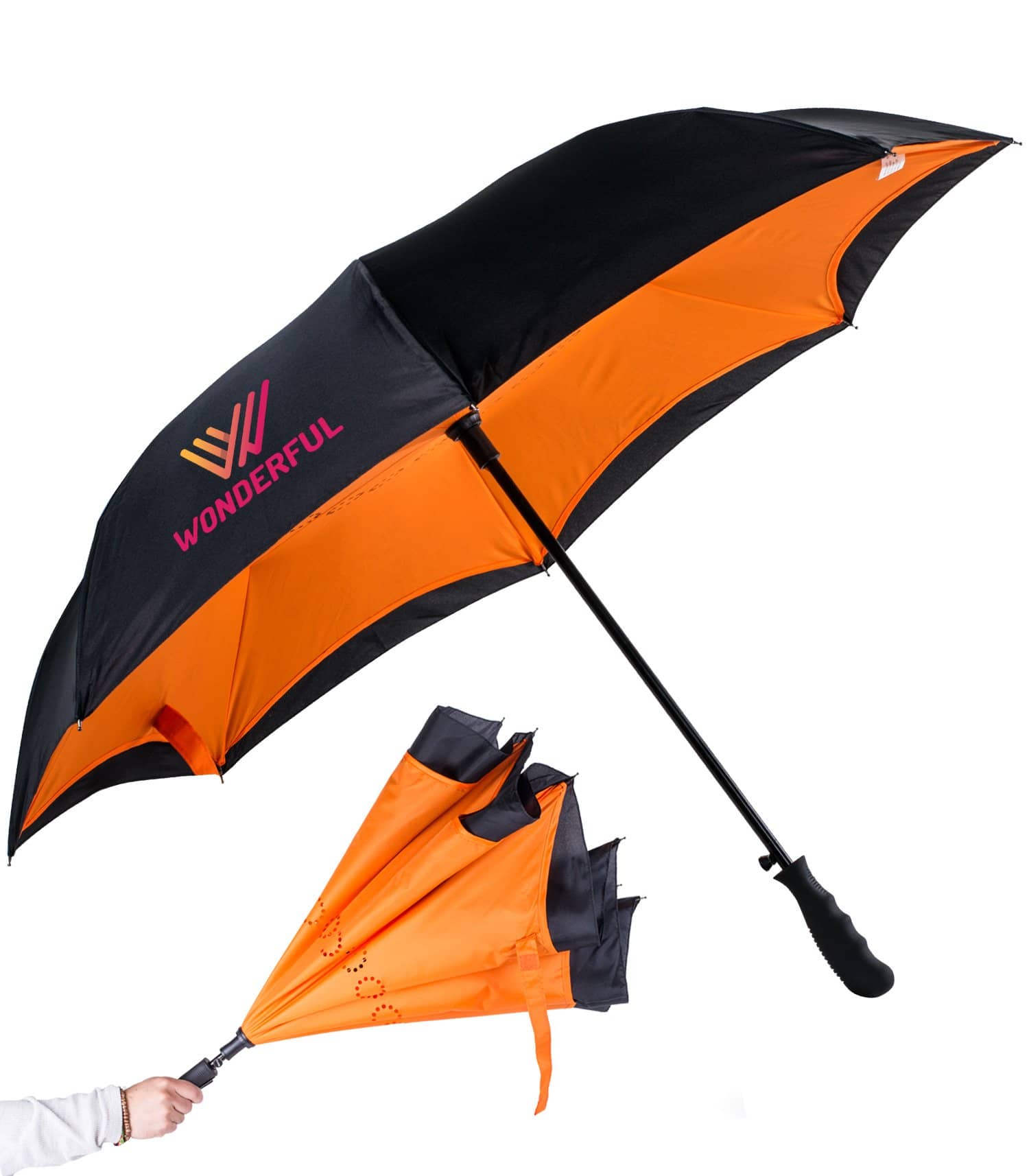 inside out custom umbrella orange black